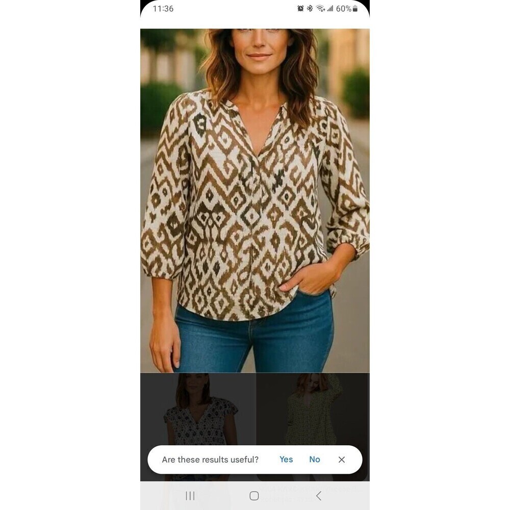 Zara NWT brown ikat top blouse womens XS balloon sleeve boho peasant ethnic